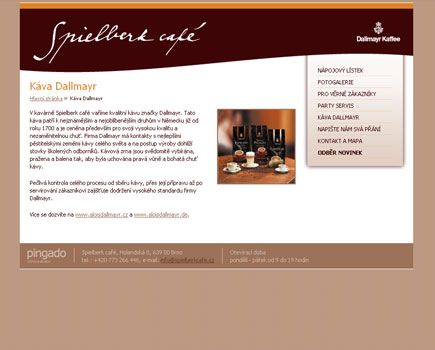 webové stránky kavárny
